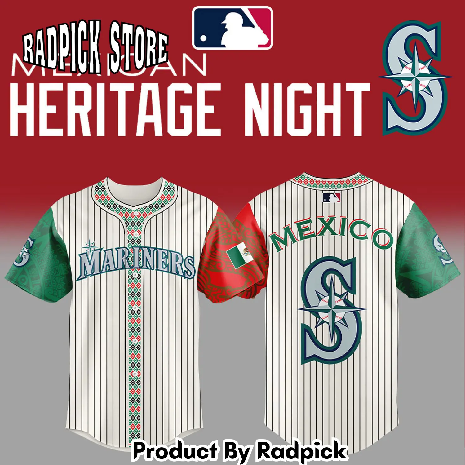 Radpick seattle mariners mexican heritage night striped combo baseball jersey l7m rp127106